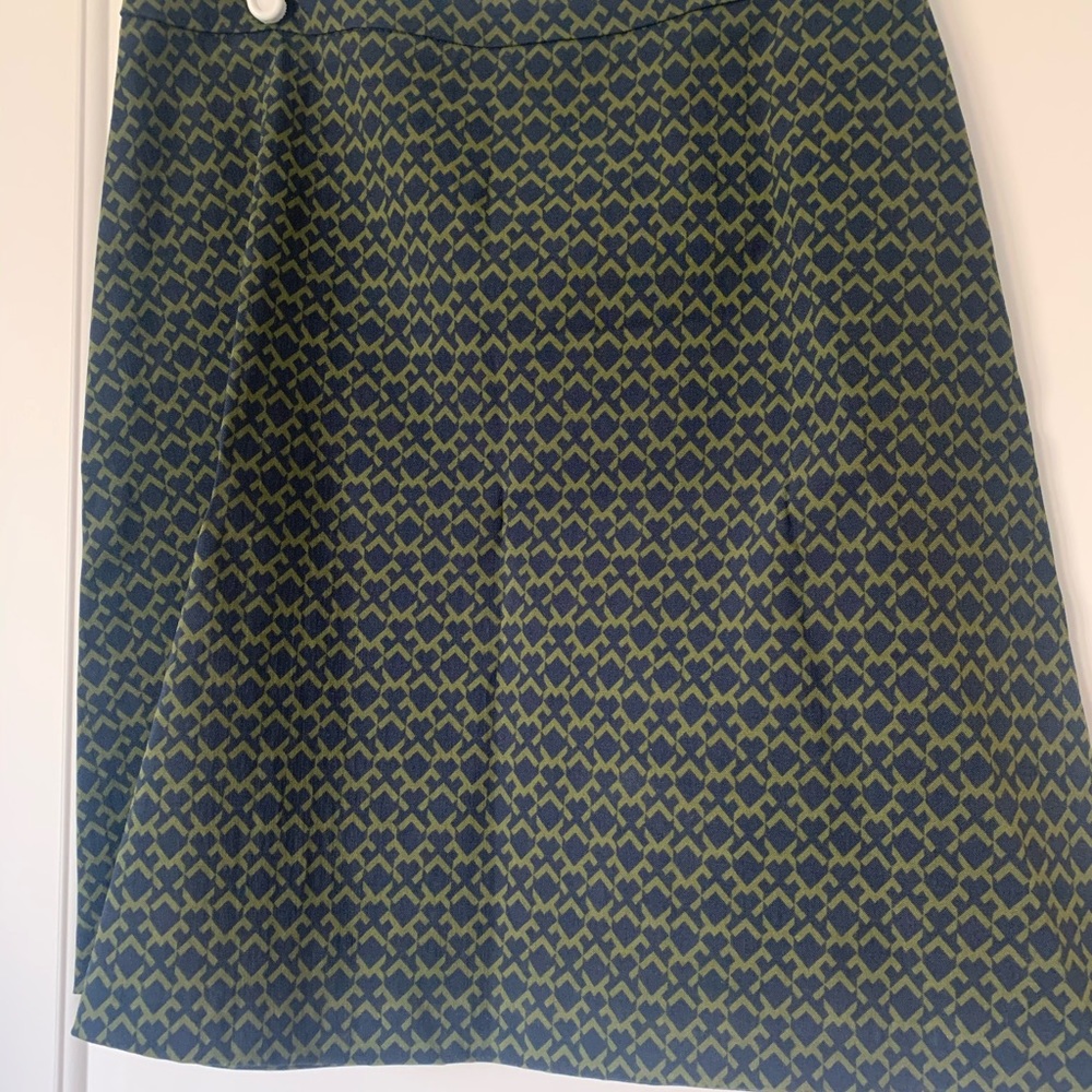 A-line navy and green skirt